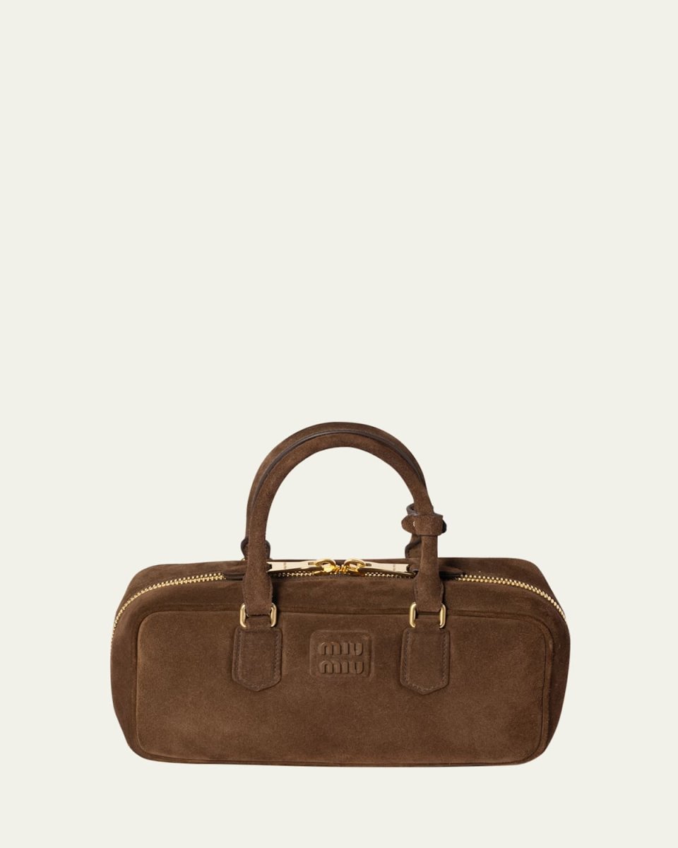 Zip Suede Top-Handle Bag